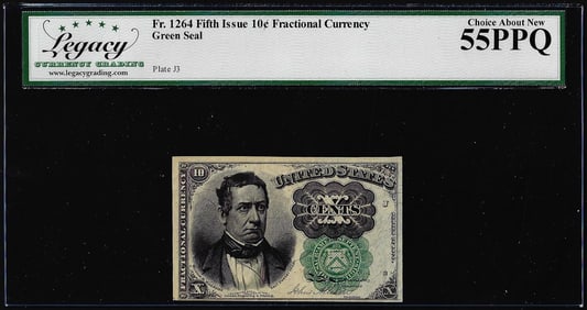 427) 1874 Fifth Issue 10 Cent Fractional Currency Note Fr.1264 Legacy Ch. About New 55PPQ