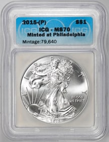 437) 2015-(P) $1 American Silver Dollar Coin ICG MS70 Philadelphia