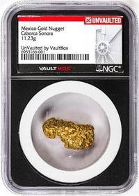 442) 11.23 Gram Caborca Sonora Mexico Gold Nugget NGC Vaultbox Unvaulted