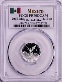 444) 2016-Mo Mexico Proof 1/10 oz Silver Libertad Coin PCGS PR70DCAM