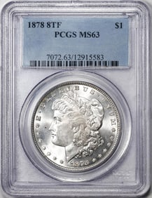448) 1878 8TF $1 Morgan Silver Dollar Coin PCGS MS63