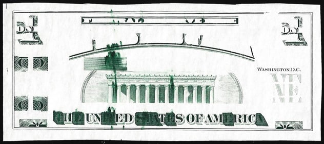 452) Circa 1970's Lincoln Memorial Giori Test Ink Smear Error Note