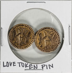 456) 1878 $2 1/2 Liberty Head Two Coin Love Token Pin