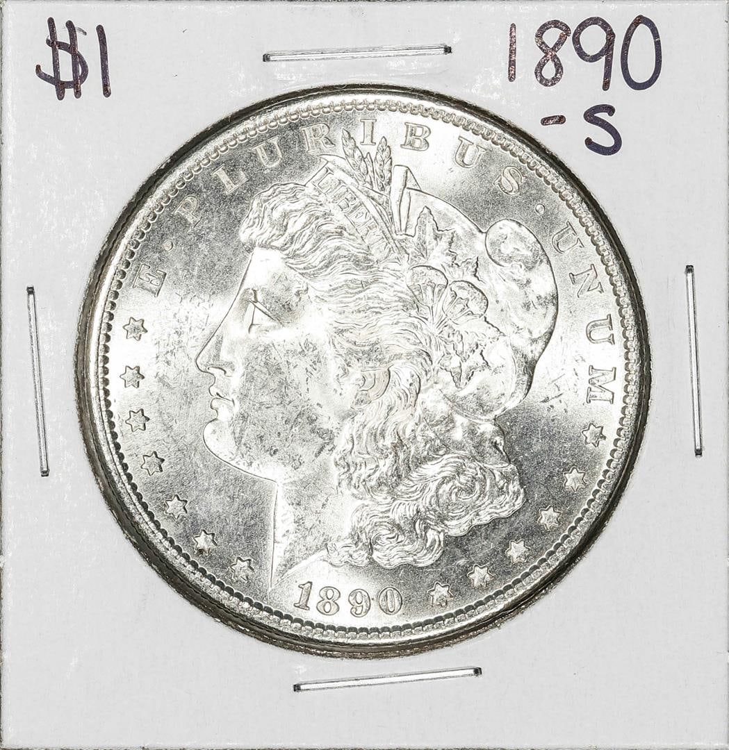 465) 1890-S $1 Morgan Silver Dollar Coin: One 1890-S $1 Morgan Silver Dollar Coin.