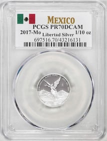 466) 2017-Mo Mexico Proof 1/10 oz Silver Libertad Coin PCGS PR70DCAM