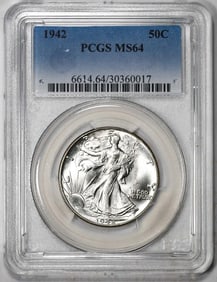469) 1942 Walking Liberty Half Dollar Coin PCGS MS64
