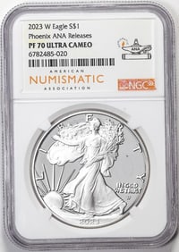 481) 2023-W $1 Proof American Silver Eagle Coin NGC PF70 Ultra Cameo Phoenix ANA Releases