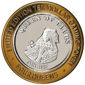 482) .999 Silver Four Queens Casino Hotel Las Vegas $10 Limited Edition Gaming Token