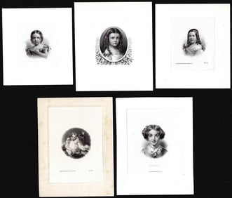 486) Lot of (5) 1800's Vignette from Original Proof Plates