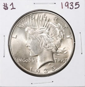 493) 1935 $1 Peace Silver Dollar Coin