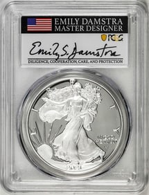 496) 2021-S Type 2 $1 American Silver Eagle Coin PCGS PR70DCAM Emily Damstra Signature FS