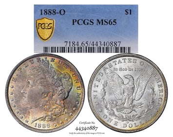 535) 1888-O $1 Morgan Silver Dollar Coin PCGS MS65 Amazing Toning