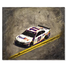536) Trevor Mezak "Nascar Fed Ex" Original Mixed Media on Board