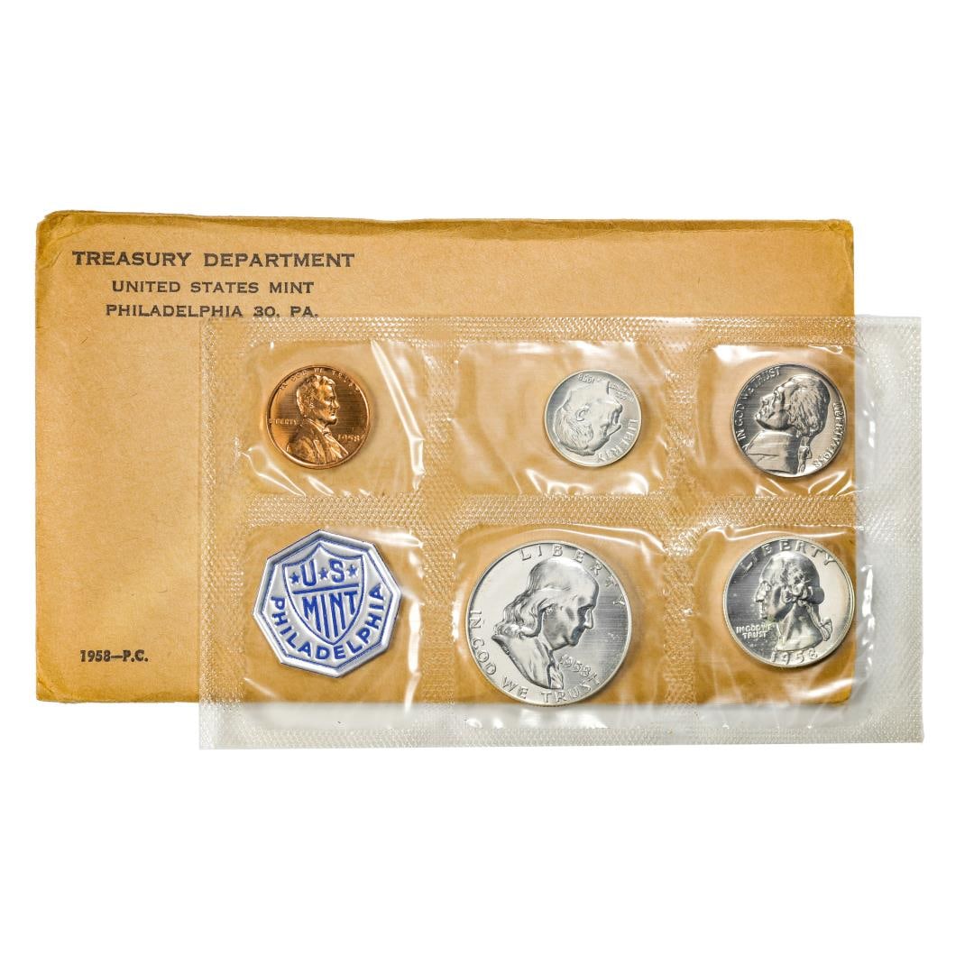 491) 1958 (5) Coin Proof Set in Envelope: One 1958 (5) Coin Proof Set in Envelope.