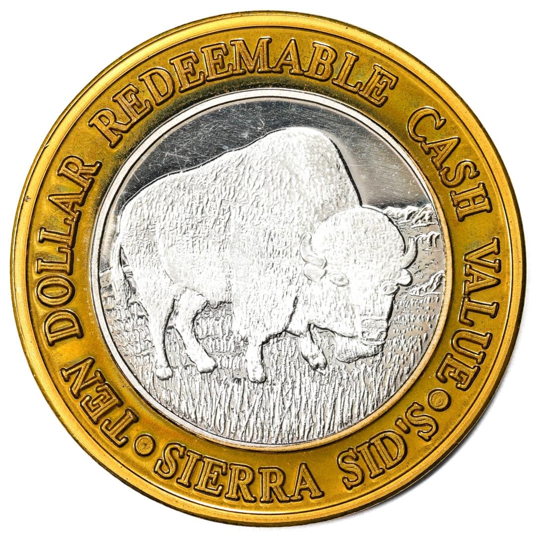 382) .999 Silver Sierra Sids Sparks, Nevada $10 Casino Limited Edition Gaming Token: One .999 Silver Sierra Sids Sparks, Nevada $10 Casino Limited Edition Gaming Token.