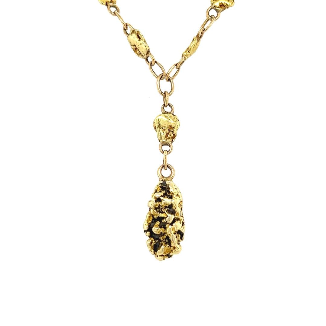505) 23.21 Gram Total Weight Gold Nugget Necklace: One 23.21 Gram Total Weight Gold Nugget Necklace, the total length of this necklace is approximately 17.5 inches.