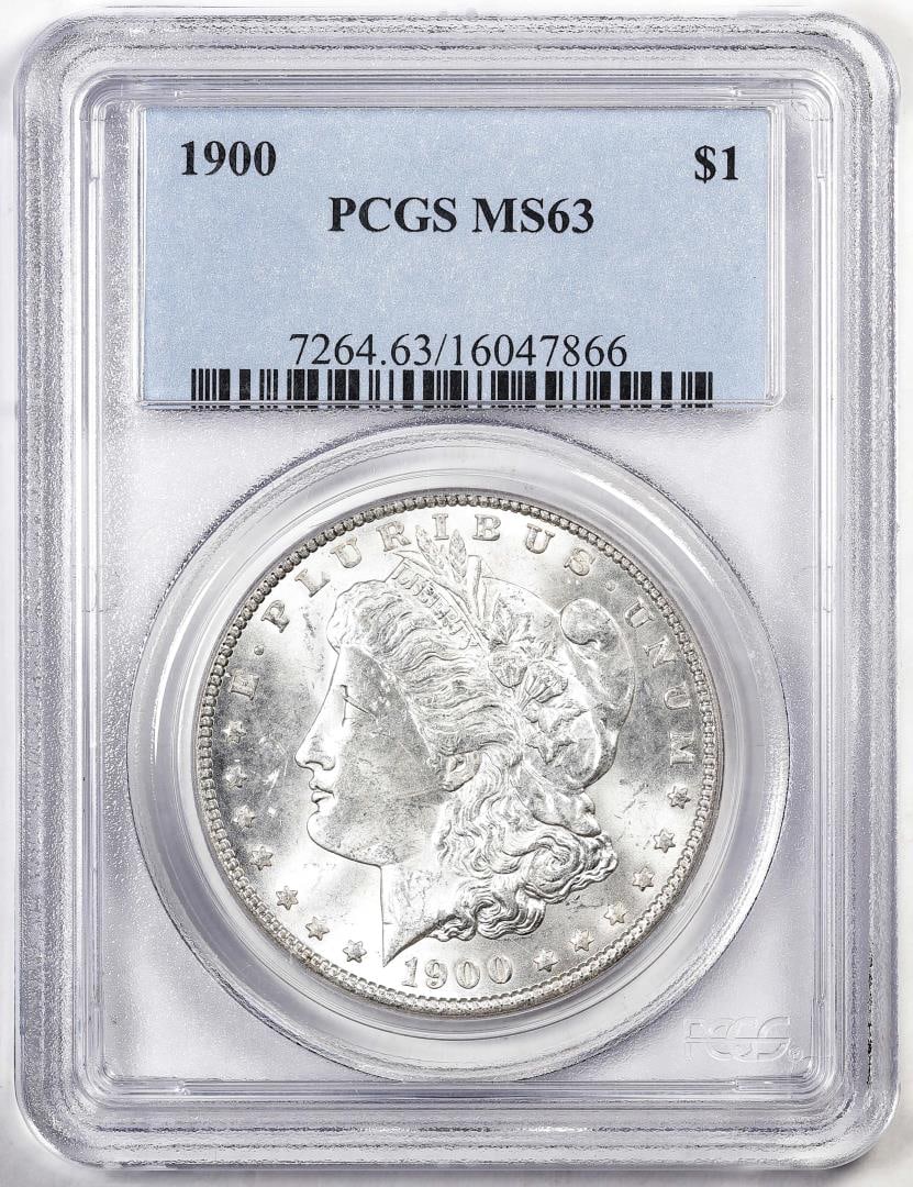 519) 1900 $1 Morgan Silver Dollar Coin PCGS MS63: One 1900 $1 Morgan Silver Dollar Coin PCGS MS63. PCGS Graded.
