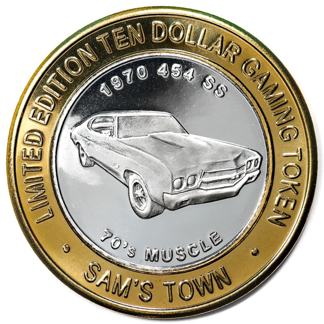 487) .999 Silver Sam's Town Las Vegas $10 Limited Edition Casino Gaming Token: One .999 Silver Sam's Town Las Vegas $10 Limited Edition Casino Gaming Token.