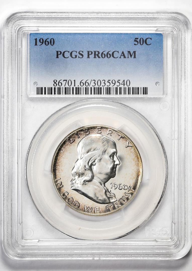 13) 1960 Proof Franklin Half Dollar Coin PCGS PR66CAM: One 1960 Proof Franklin Half Dollar Coin PCGS PR66CAM. PCGS Graded.