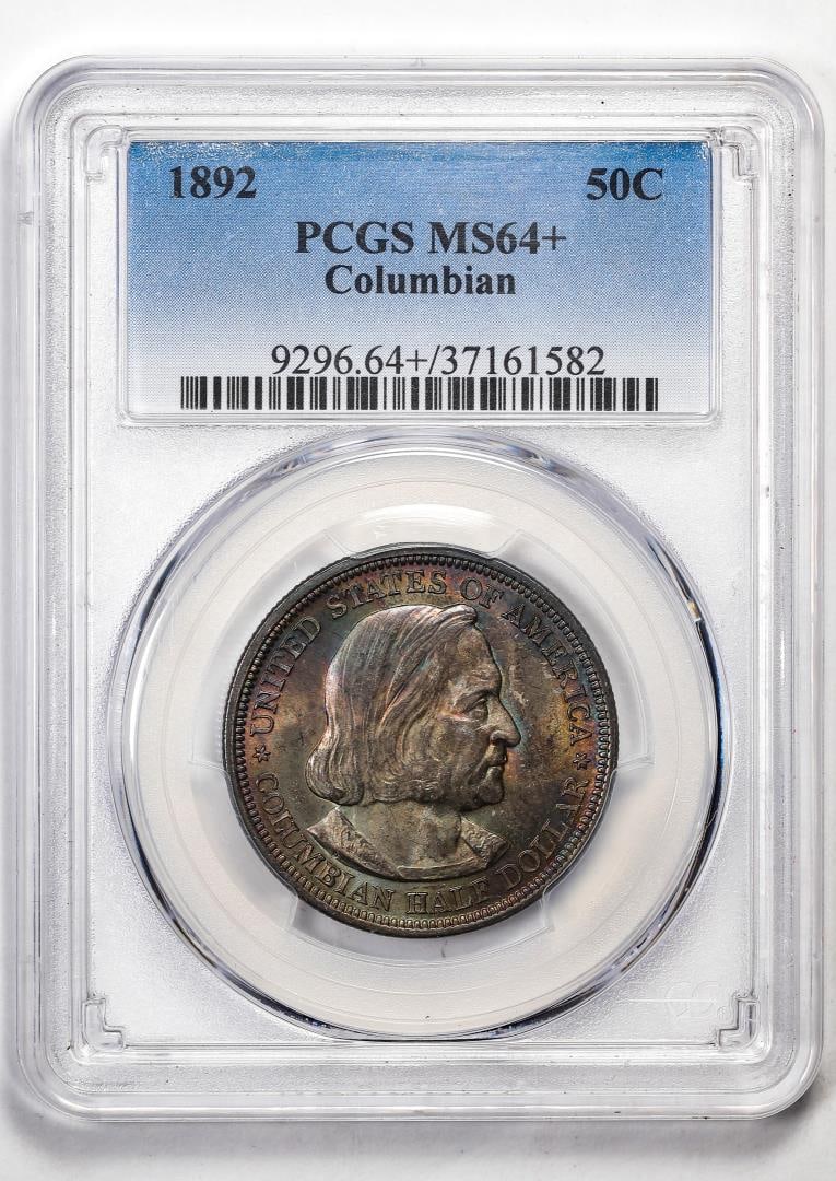 304) 1892 Columbian Exposition Commemorative Half Dollar Coin PCGS MS64+ Great Toning: One 1892 Columbian Exposition Commemorative Half Dollar Coin PCGS MS64+ Great Toning. PCGS Graded.