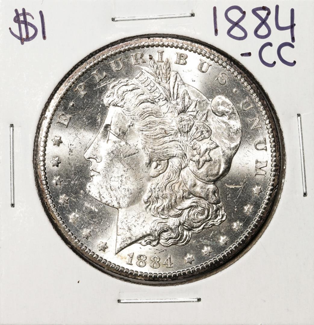 1884-CC $1 Morgan Silver Dollar Coin: One 1884-CC $1 Morgan Silver Dollar Coin.