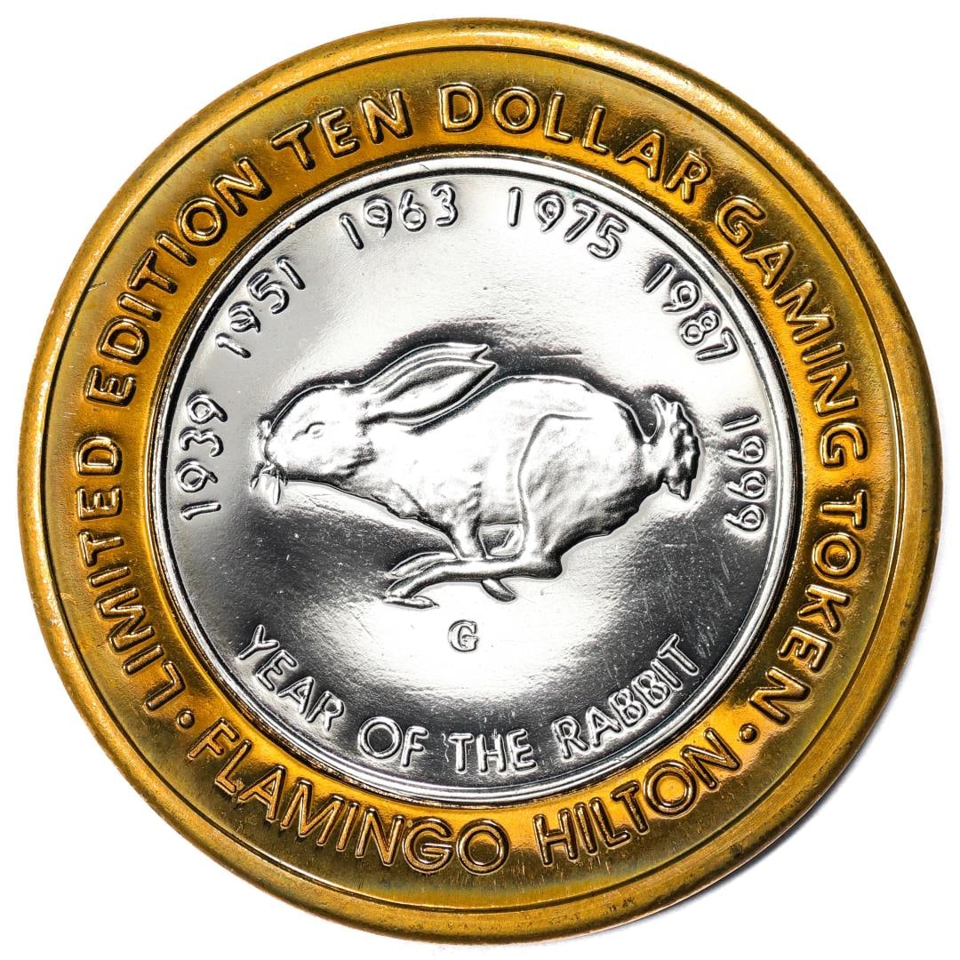 .999 Silver Flamingo Hilton Reno, Nevada $10 Casino Limited Edition Gaming Token: One .999 Silver Flamingo Hilton Reno, Nevada $10 Casino Limited Edition Gaming Token.