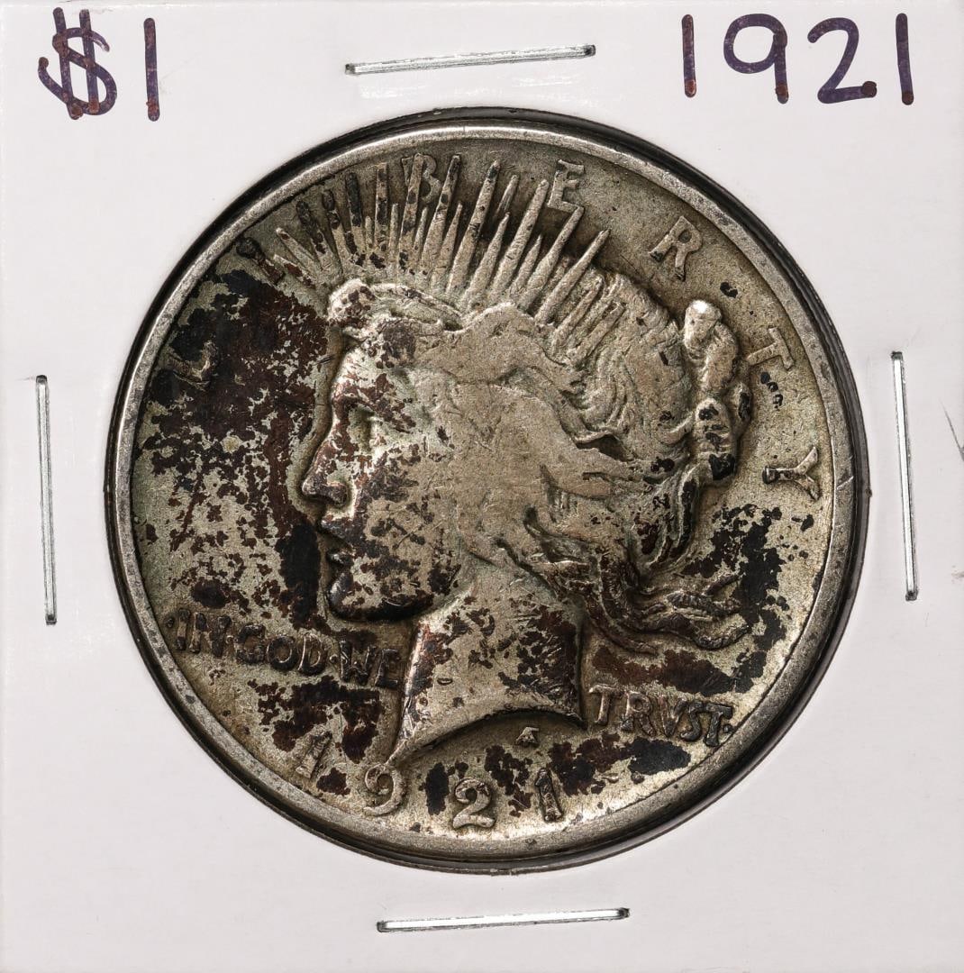 1921 $1 Peace Silver Dollar Coin: One 1921 $1 Peace Silver Dollar Coin.