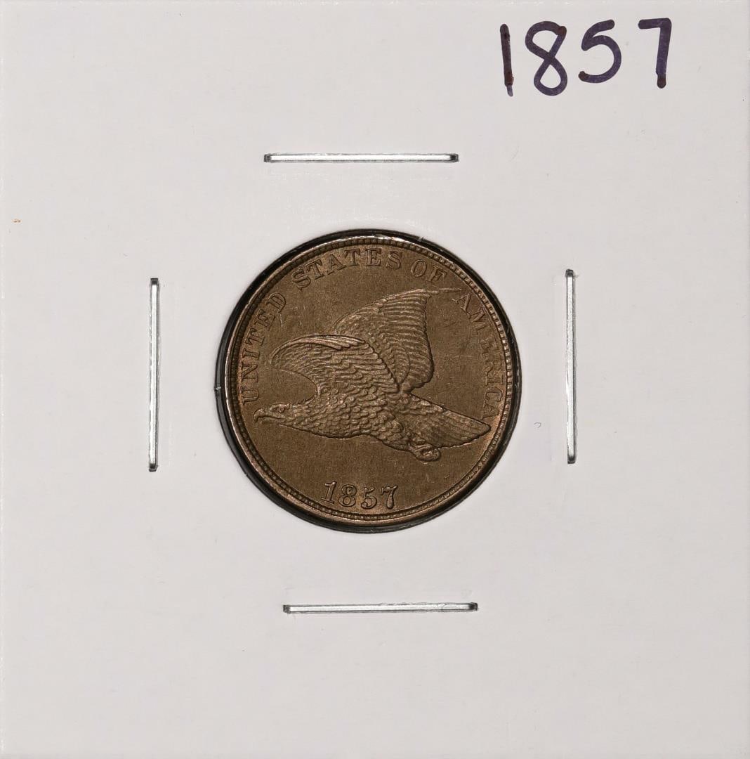 1857 Flying Eagle Cent Coin: One 1857 Flying Eagle Cent Coin.