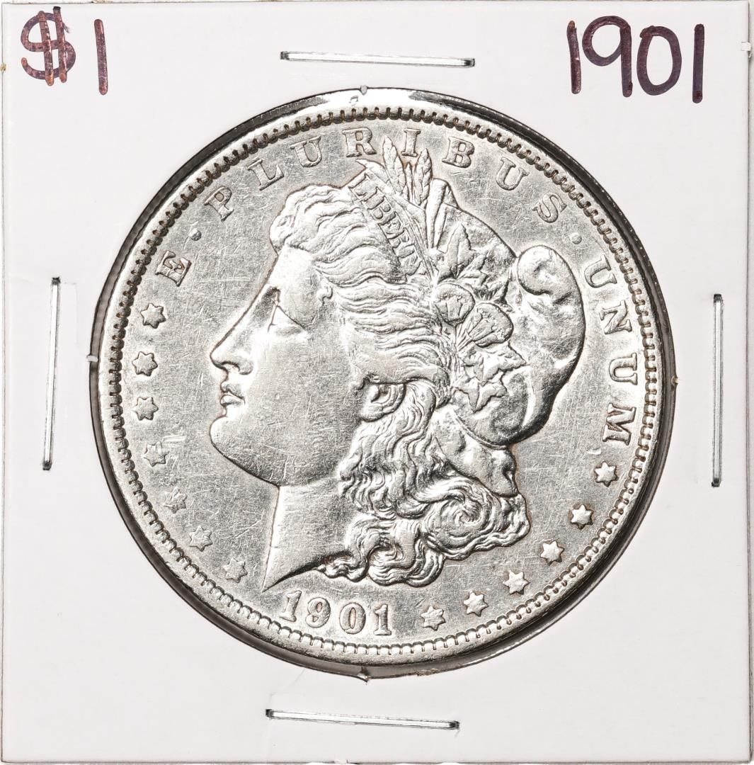 519) 1901 $1 Morgan Silver Dollar Coin: One 1901 $1 Morgan Silver Dollar Coin.