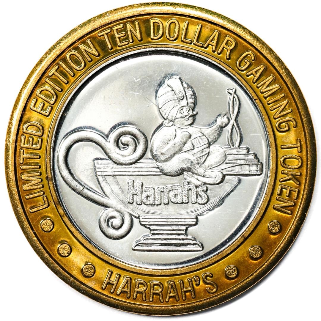 .999 Silver Harrahs Reno, Nevada $10 Casino Limited Edition Gaming Token: One .999 Silver Harrahs Reno, Nevada $10 Casino Limited Edition Gaming Token.