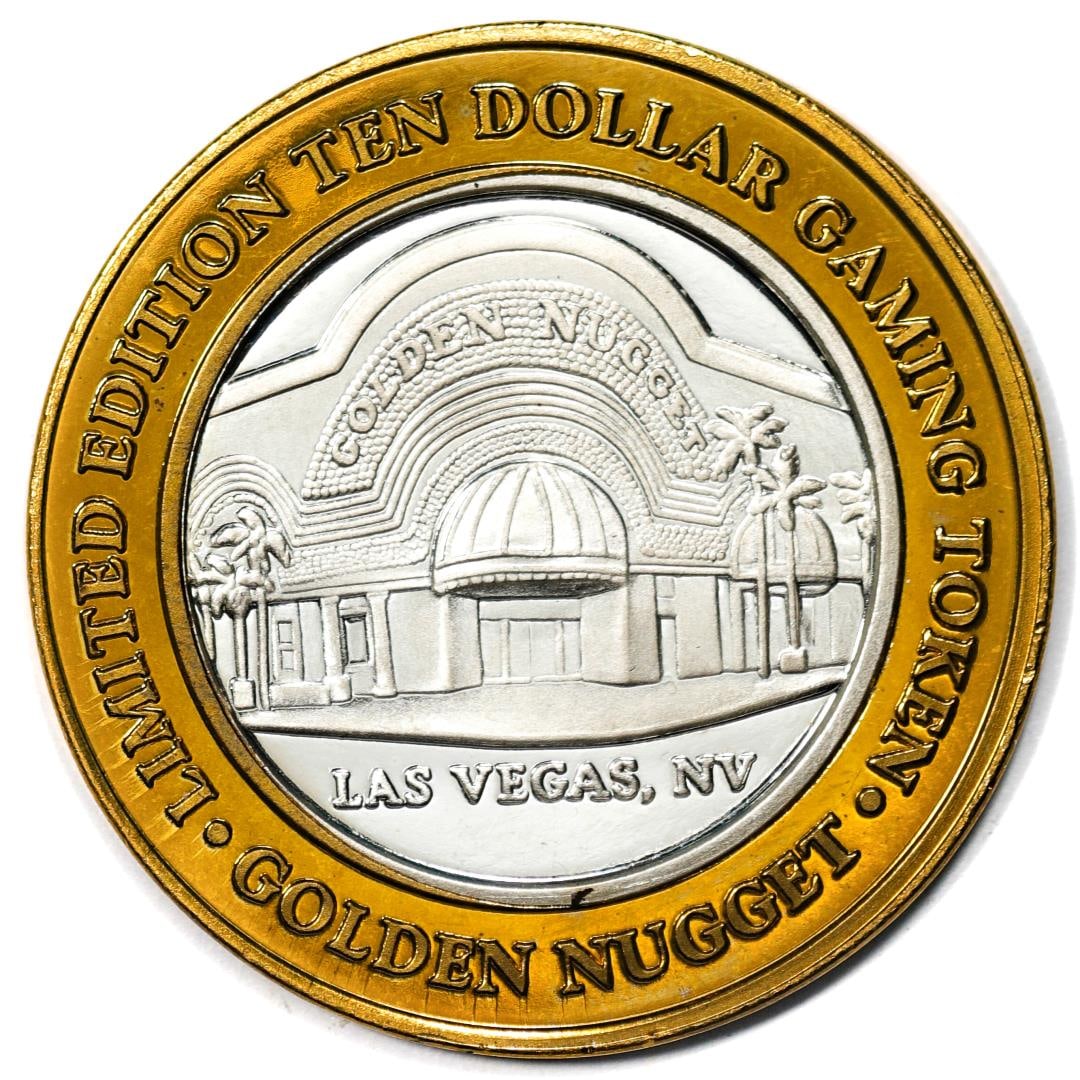 .999 Silver Golden Nugget Las Vegas, Nevada $10 Casino Limited Edition Gaming Token: One .999 Silver Golden Nugget Las Vegas, Nevada $10 Casino Limited Edition Gaming Token.