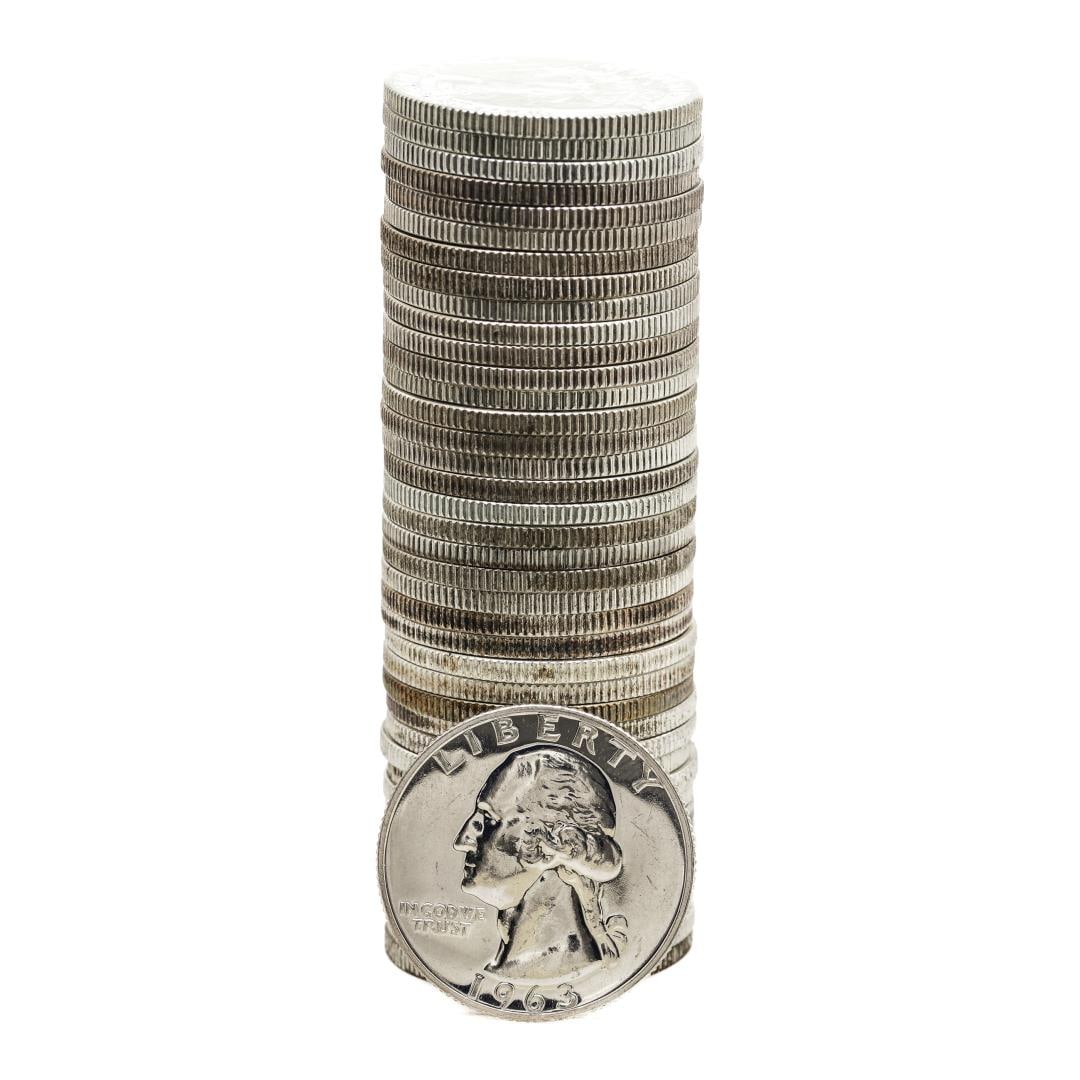 Roll of (40) Proof 1963 Washington Quarter Coins: One Roll of (40) Proof 1963 Washington Quarter Coins.