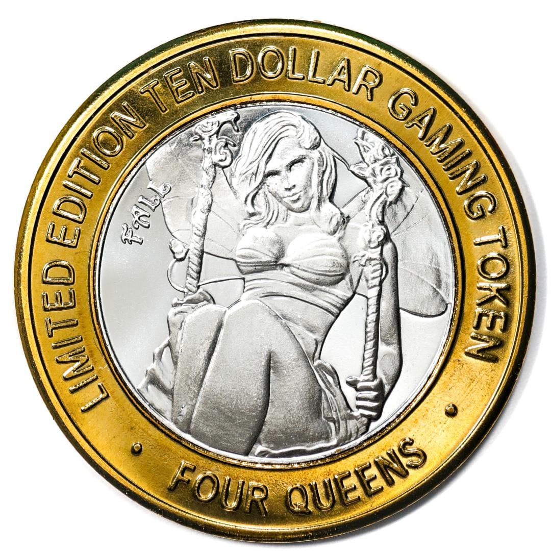 .999 Silver Four Queens Casino Hotel Las Vegas $10 Limited Edition Gaming Token: One .999 Silver Four Queens Casino Hotel Las Vegas $10 Limited Edition Gaming Token.