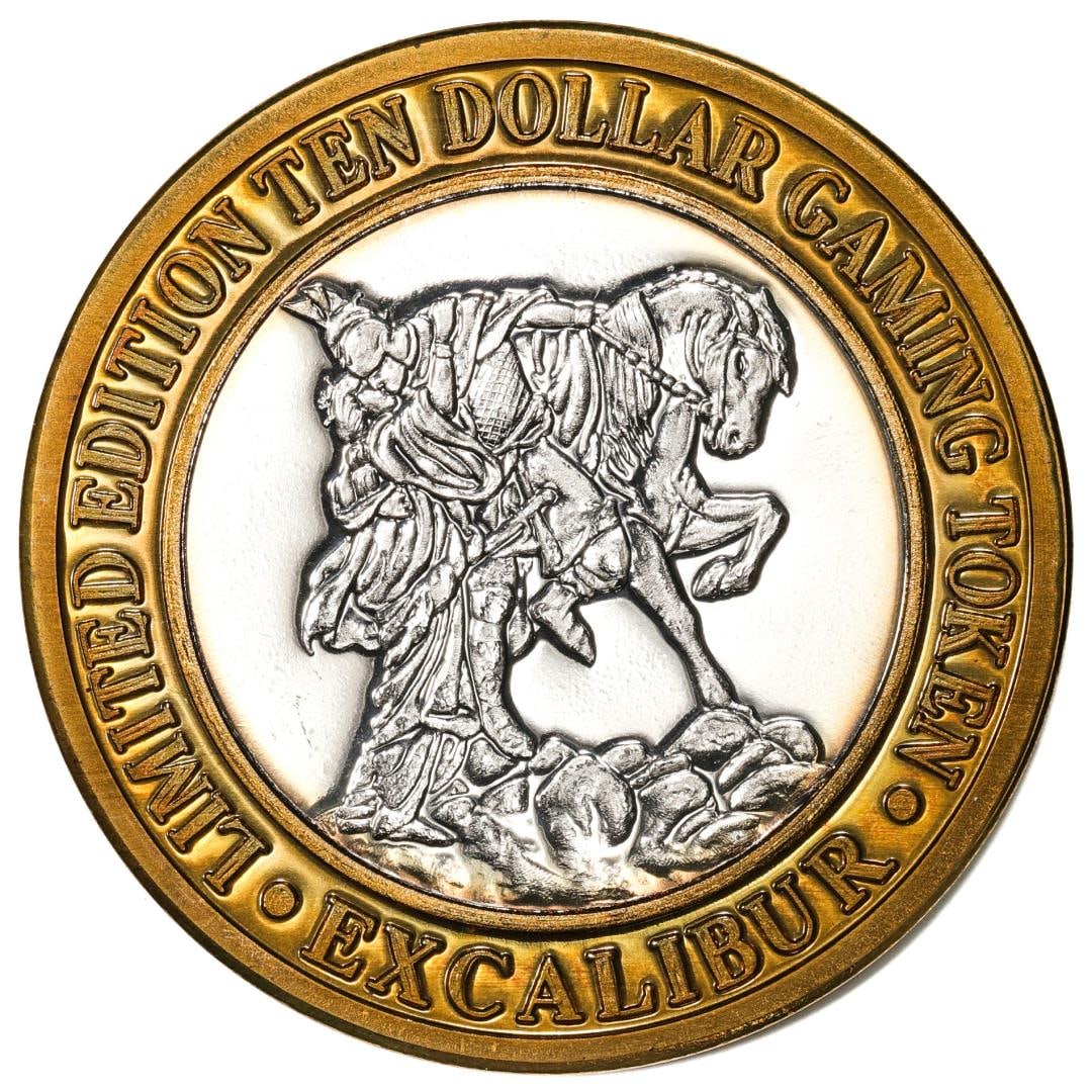 .999 Fine Silver Excalibur Las Vegas, Nevada $10 Limited Edition Gaming Token: One .999 Fine Silver Excalibur Las Vegas, Nevada $10 Limited Edition Gaming Token.