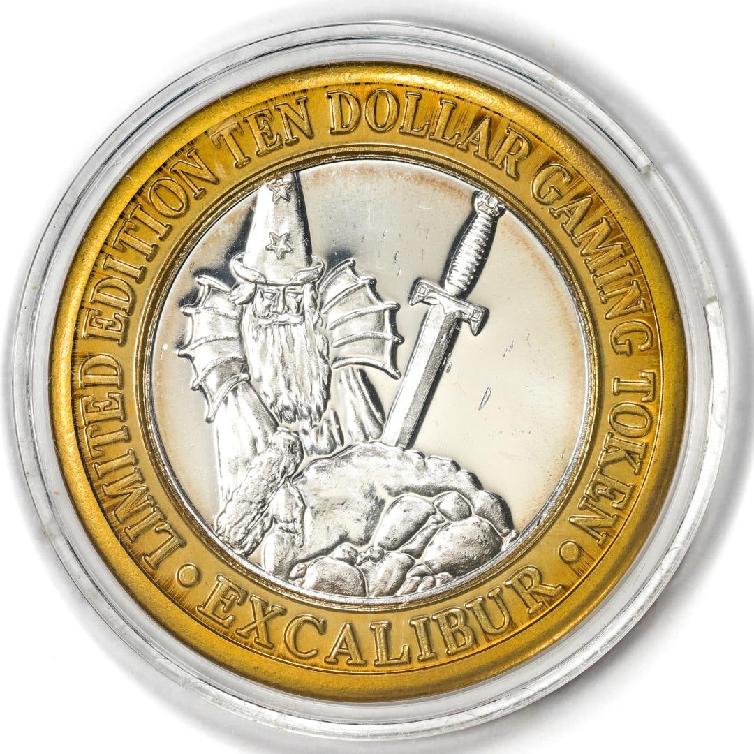 .999 Silver Excalibur Las Vegas Nevada $10 Casino Limited Edition Gaming Token: One .999 Silver Excalibur Las Vegas Nevada $10 Casino Limited Edition Gaming Token.