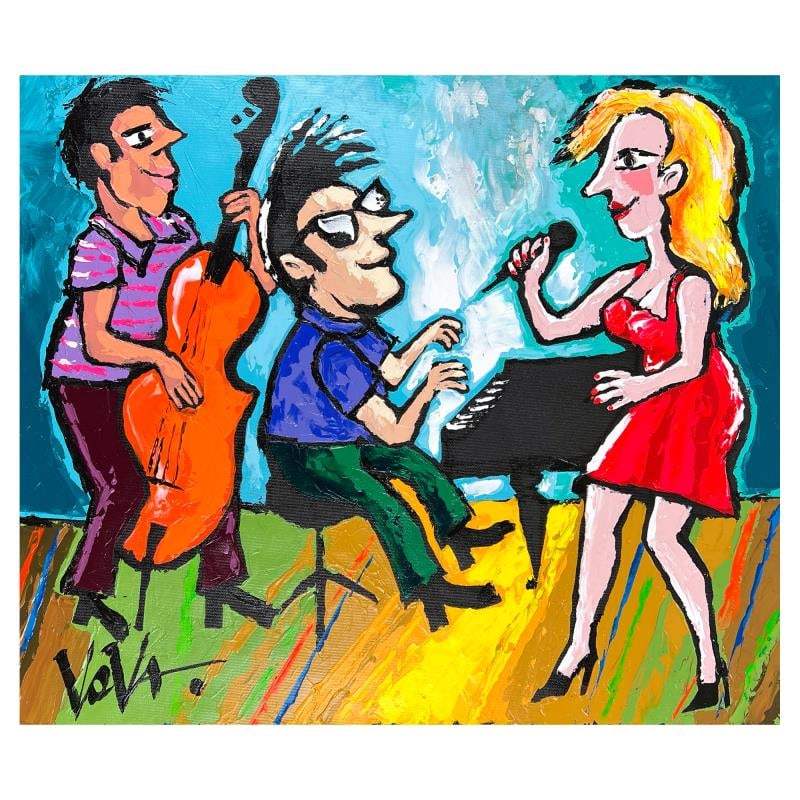 Vova Original Acrylic on Canvas: This is an untitled original painting, acrylic on canvas, by Vova. Hand Signed by the artist, the piece comes with a letter of authenticity. Measures approximately 24" x 28.5".