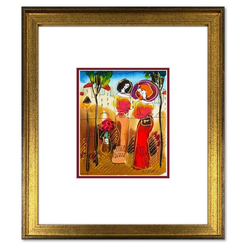 Moshe Leider Original Mixed Media on Paper: This is an original mixed media watercolor painting on paper by Moshe Leider. Hand signed by the artist, this piece comes custom framed and includes a Letter of Authenticity. Measures approximately 15