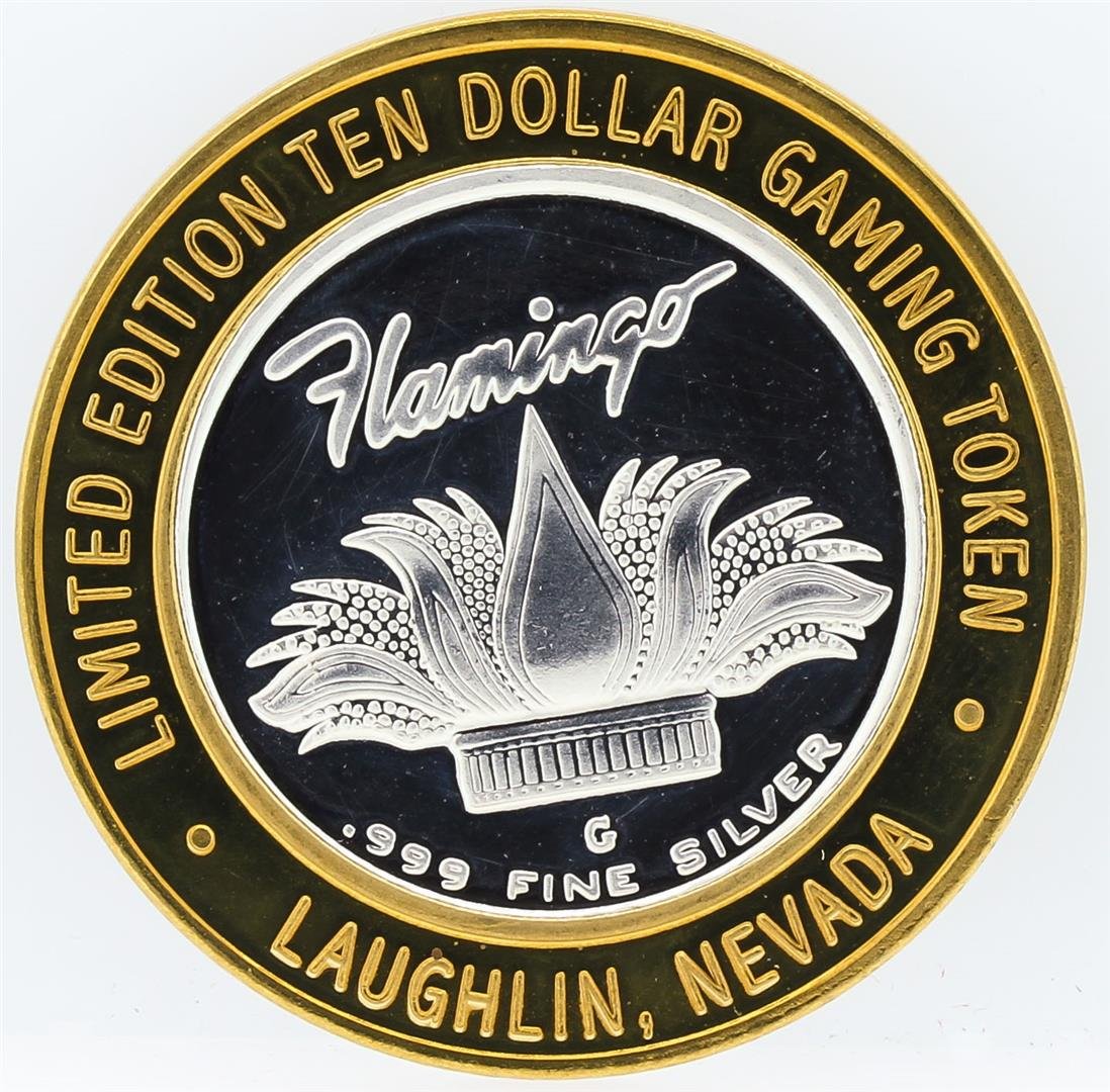Flamingo Laughlin $10 Casino Gaming Token .999 Fine: One Flamingo Laughlin $10 Casino Gaming Token .999 Fine Silver Limited Edition.