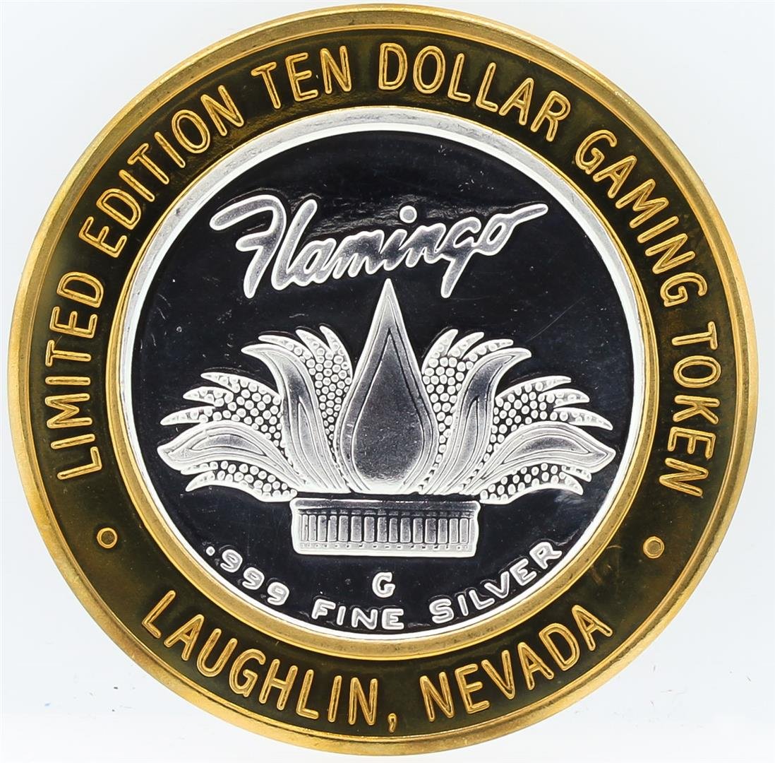 Flamingo Laughlin $10 Casino Gaming Token .999 Fine: One Flamingo Laughlin $10 Casino Gaming Token .999 Fine Silver Limited Edition.