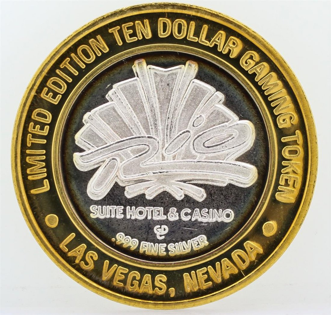 Rio Suite Hotel Las Vegas $10 Casino Gaming Token .999: One Rio Suite Hotel Las Vegas $10 Casino Gaming Token .999 Fine Silver Limited Edition.