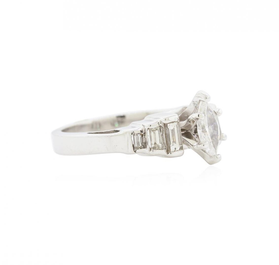 14KT White Gold 0.73ctw Diamond Ring: One electronically tested 14KT white gold lady's combination cast & assembled wedding ring with a bright polish finish. The featured lady's ring has a shank measuring 2.50 millimeters in width. Identi