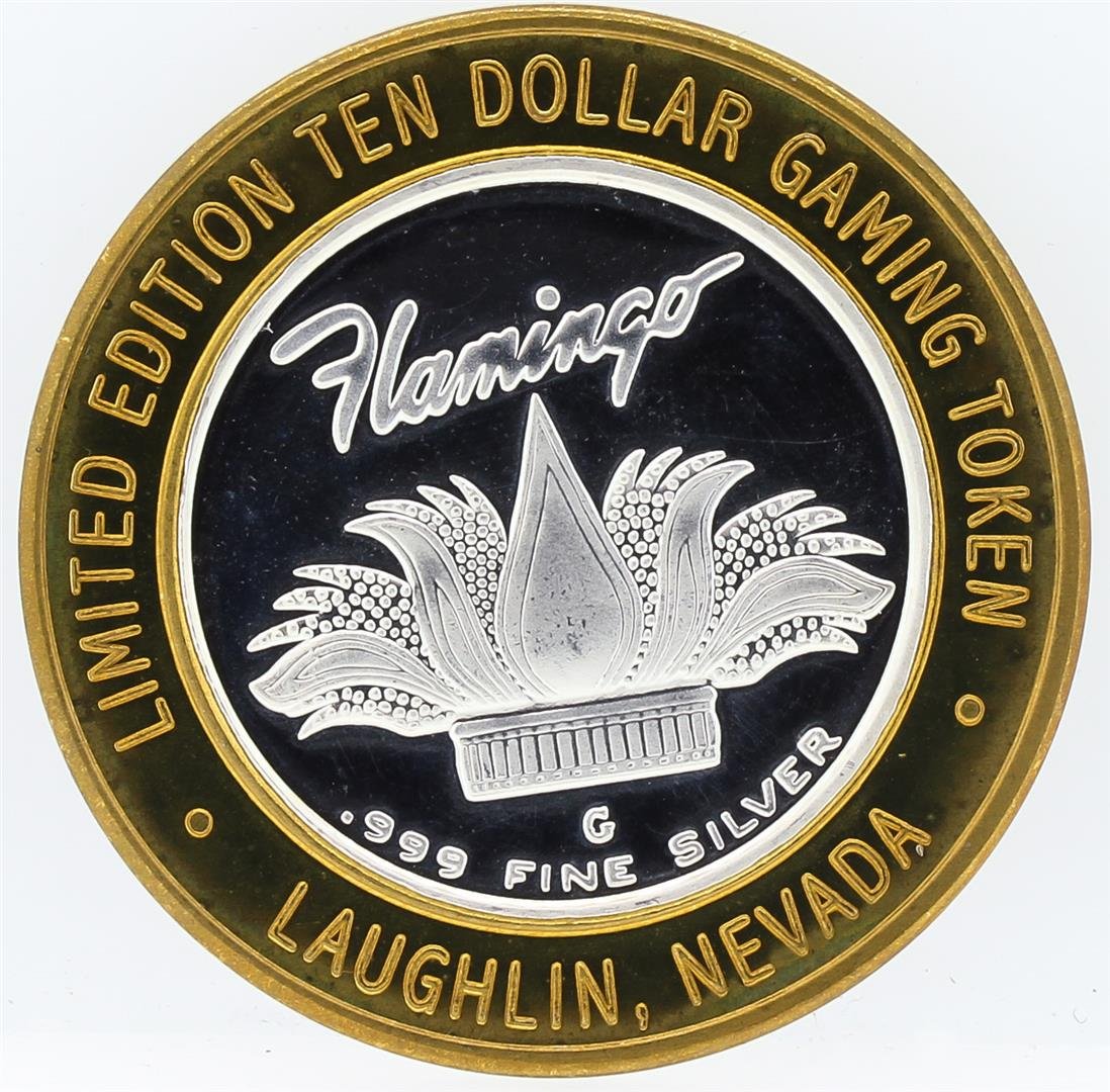 Flamingo Laughlin $10 Casino Gaming Token .999 Fine: One Flamingo Laughlin $10 Casino Gaming Token .999 Fine Silver Limited Edition.