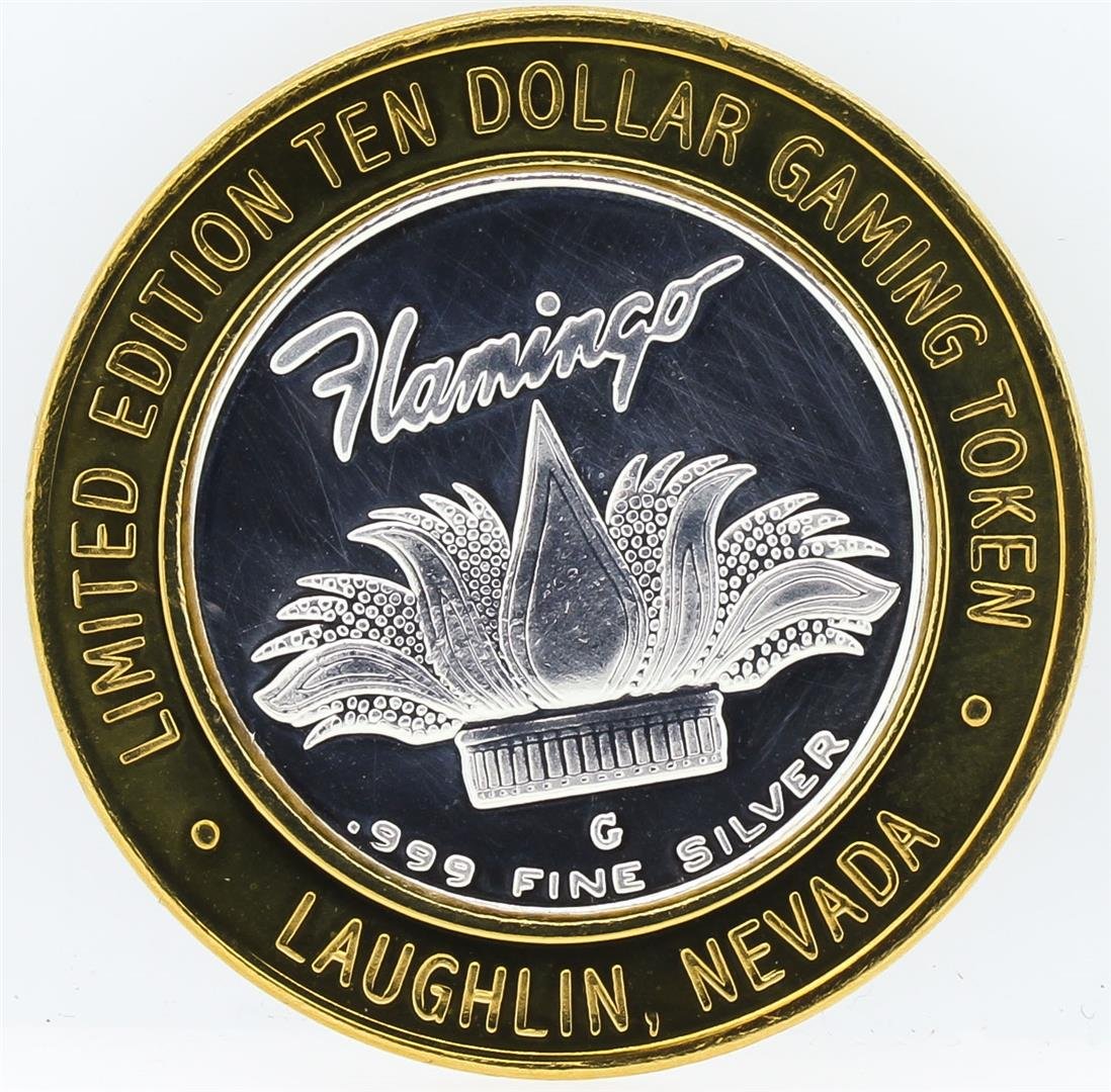 Flamingo Laughlin $10 Casino Gaming Token .999 Fine: One Flamingo Laughlin $10 Casino Gaming Token .999 Fine Silver Limited Edition.