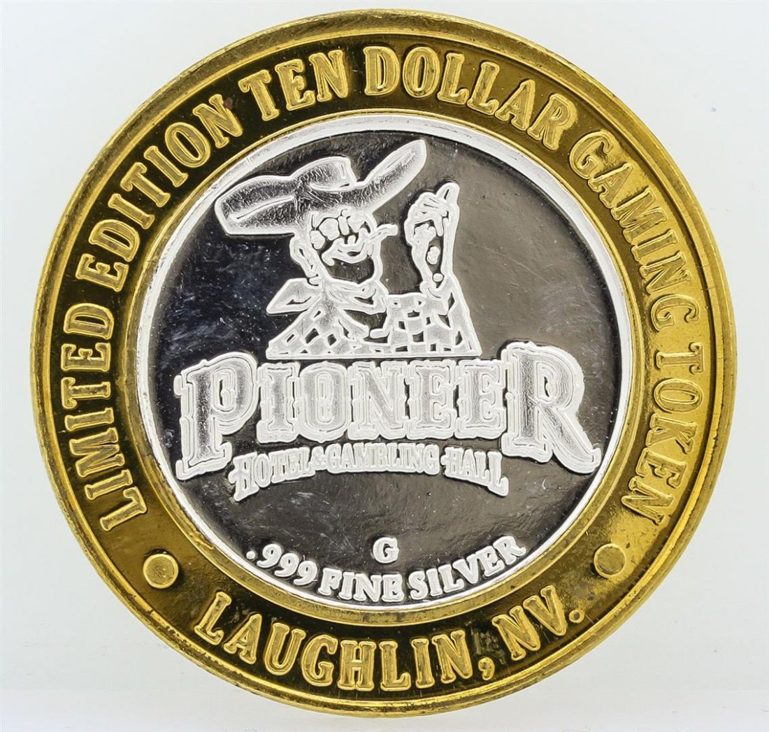 Pioneer Gambling Hall Laughlin $10 Casino Gaming Token: One Pioneer Gambling Hall Laughlin $10 Casino Gaming Token .999 Fine Silver Limited Edition.