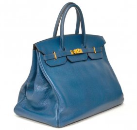 807: An Hermes \u0026#39;Trim II\u0026#39; Navy Calf Bag, 38 x 30 cm (15 : Lot 807  