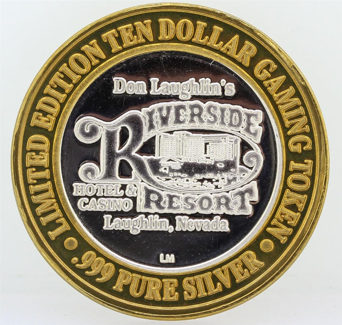 Riverside Resort Laughlin $10 Casino Gaming Token .999: One Riverside Resort Laughlin $10 Casino Gaming Token .999 Fine Silver Limited Edition.
