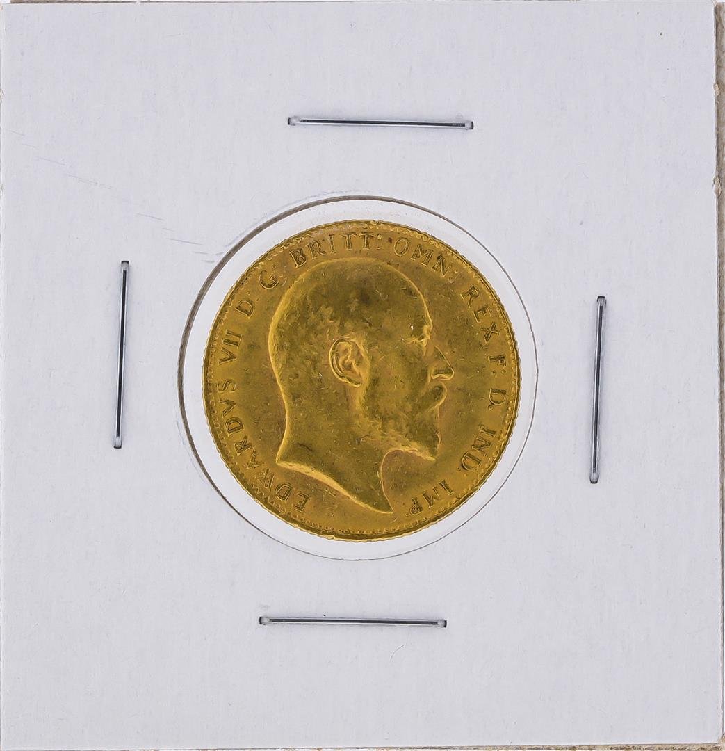 1906 Great Britain Sovereign Gold Coin: One 1906 Great Britain Sovereign Gold Coin.