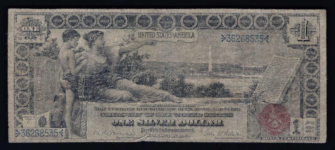 1896 $1 Silver Certificate Educational Note: One 1896 $1 Silver Certificate Educational Note.