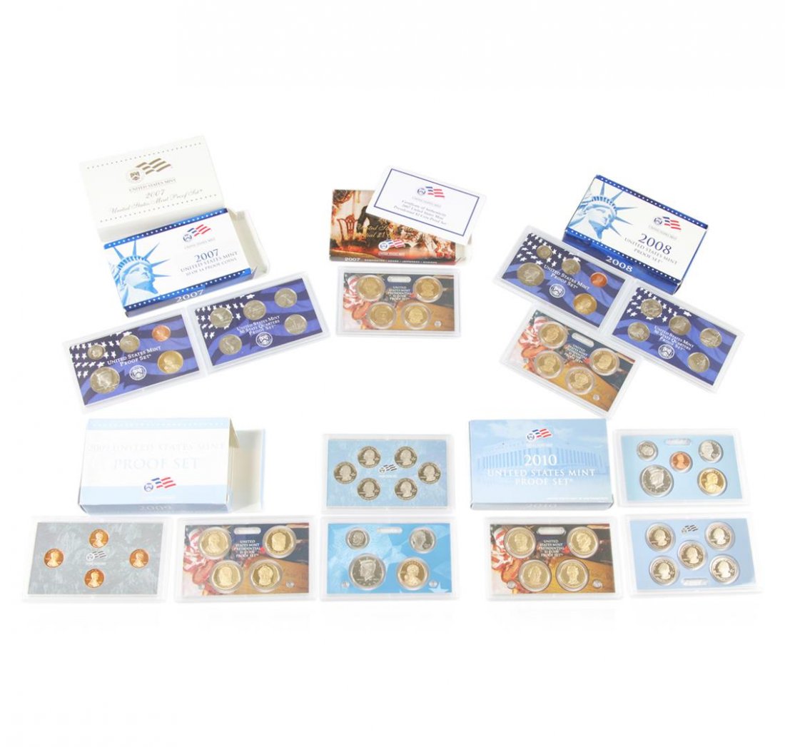 2007-2010 United States Mint Proof Sets: One Set of 2007-2010 United States Mint Proof Sets.