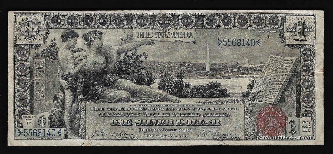 1896 $1 Silver Certificate Educational Note: One 1896 $1 Silver Certificate Educational Note.